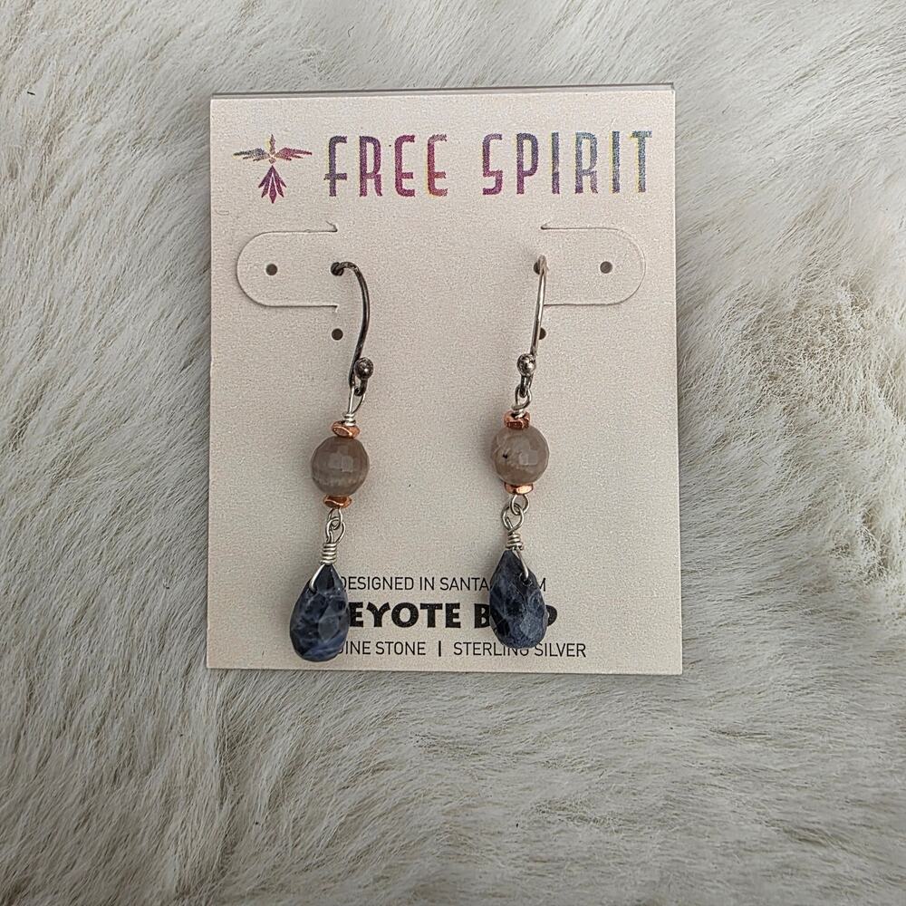 Peyote Bird Free Spirit Sterling Silver Gemstone Teardrop Dangle Earrings NEW